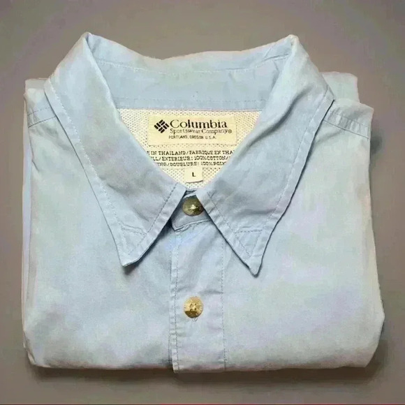 Columbia Other - Columbia PFG Light Blue Button Down Collared SS Shirt Men's Size L Large